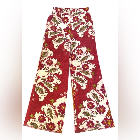 Zara Linen Blend Print Wide-Leg Pants - Picture 10 of 16